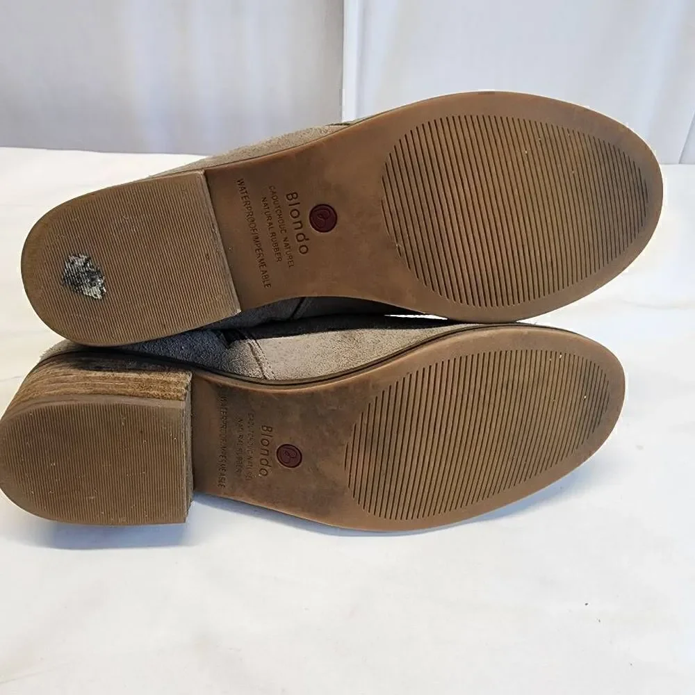 Blondo Lanka Brown Suede Waterproof  Ankle Booties Womens Size 10 Side Zip